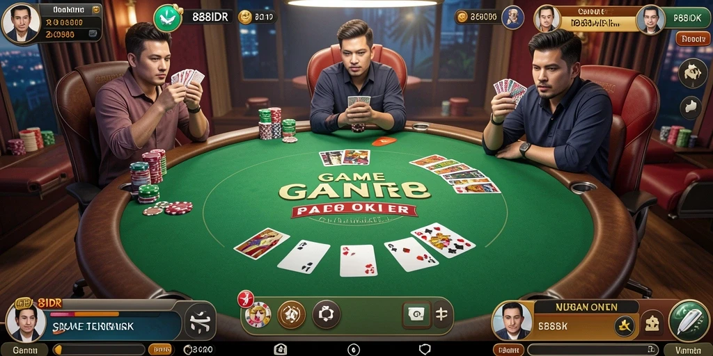 Tampilan screenshot gameplay Poker 888IDR yang menegangkan dan seru.