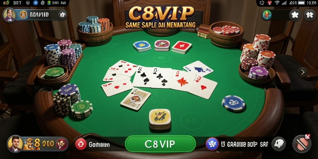 Screenshot C8VIP menampilkan gameplay Gaple yang seru dan interaktif.