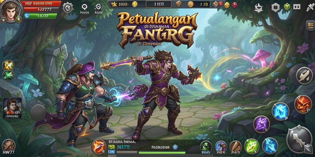 Tangkapan layar HW777 menunjukkan aksi pertempuran epik dalam dunia ARPG.