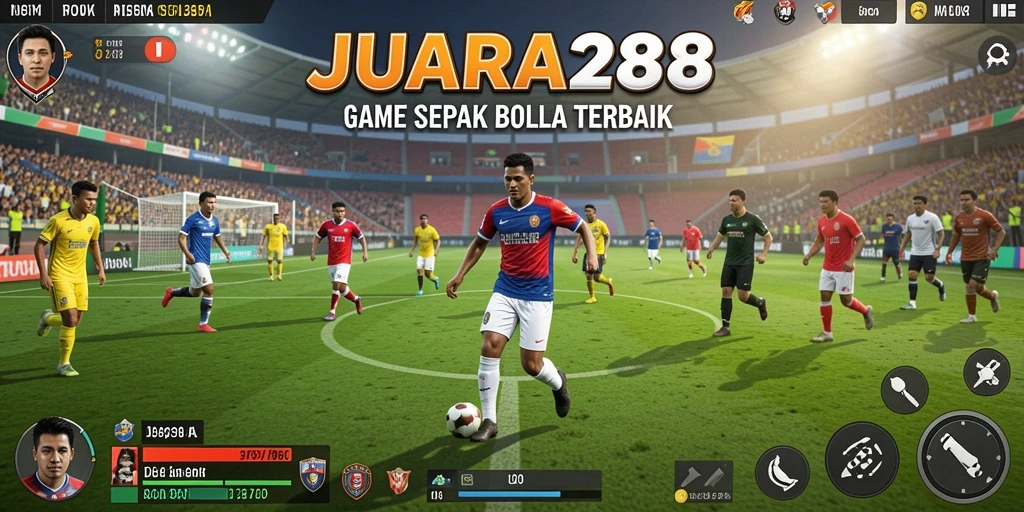Tampilan gameplay JUARA288 dengan aksi sepak bola yang mendebarkan.