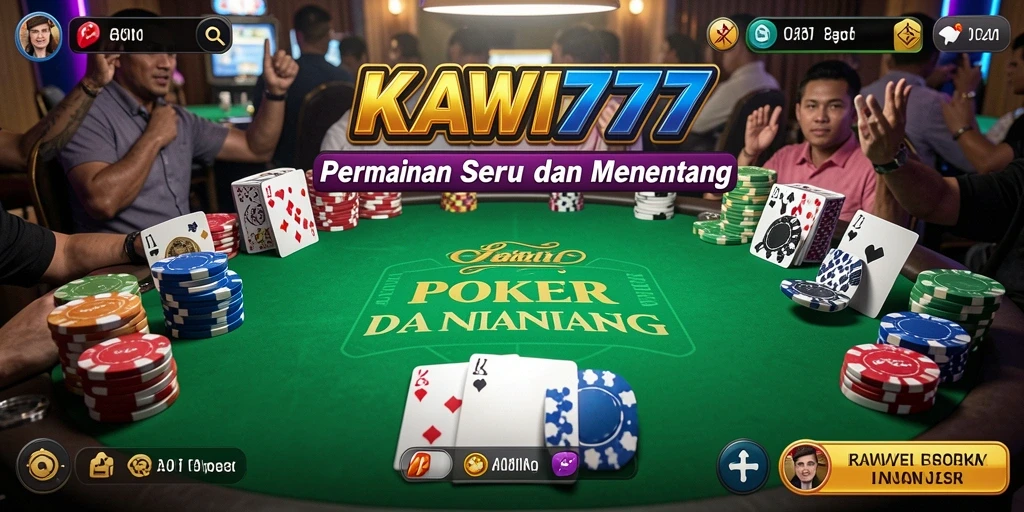 Tampilan gameplay KAWI777 menampilkan aksi seru dalam permainan Poker.
