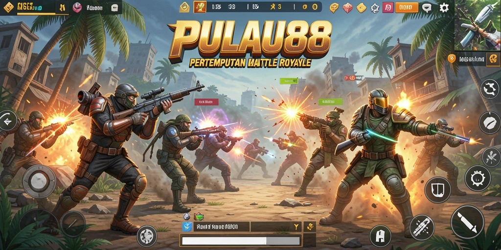Screenshot gameplay PULAU88 dengan aksi pertempuran seru.