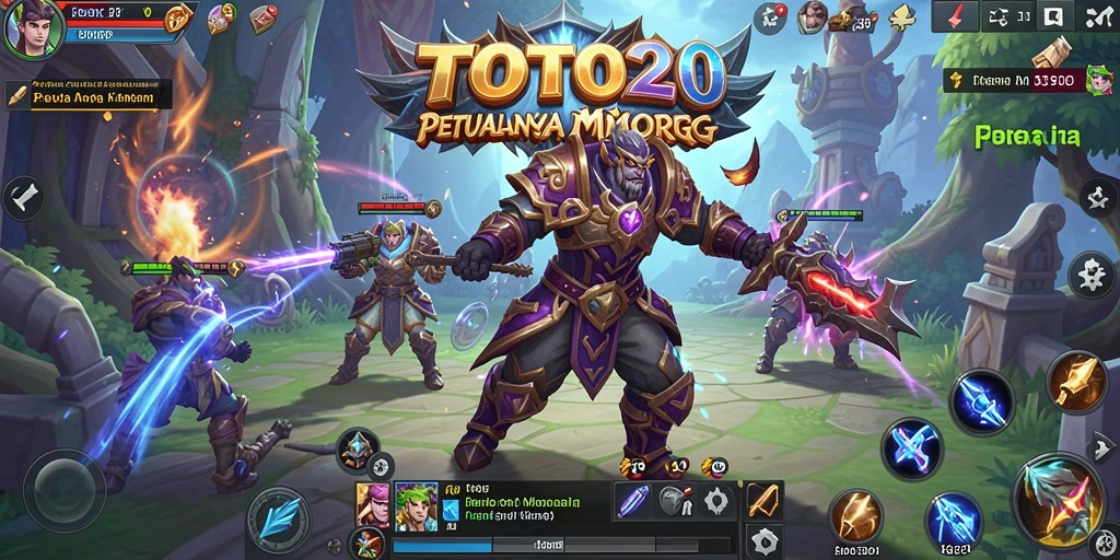Screenshot utama TOTO20 yang menunjukkan aksi pertarungan MMORPG yang mendebarkan.